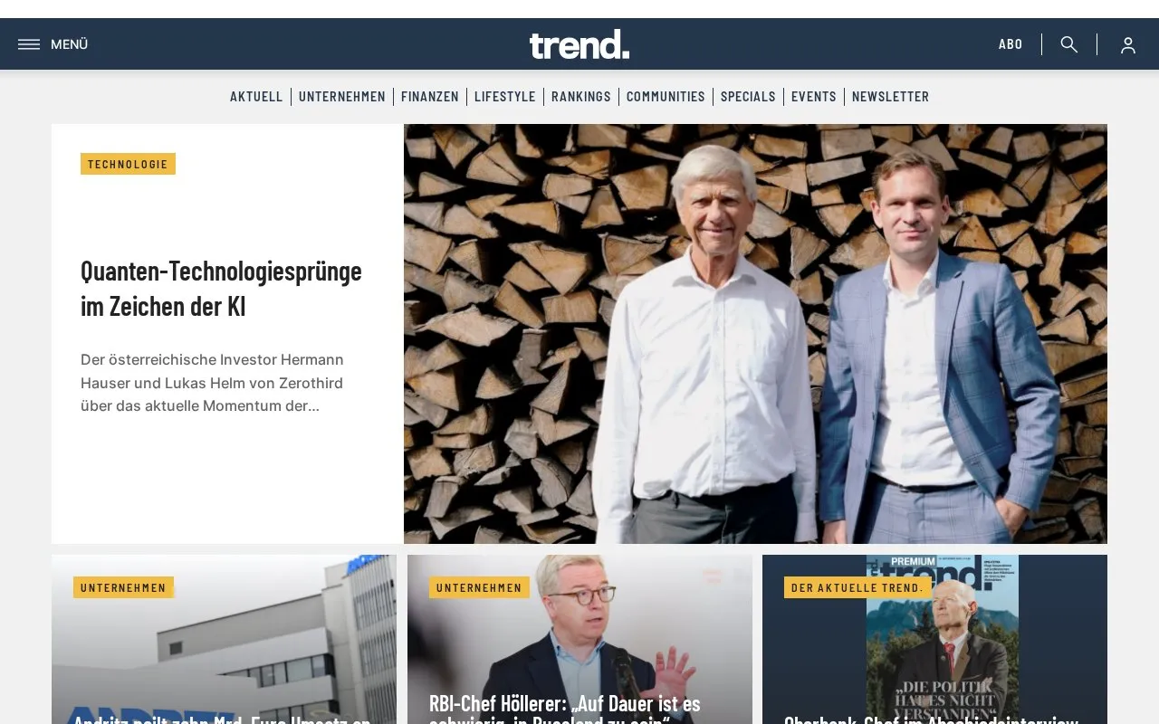 trend homepage screenshot