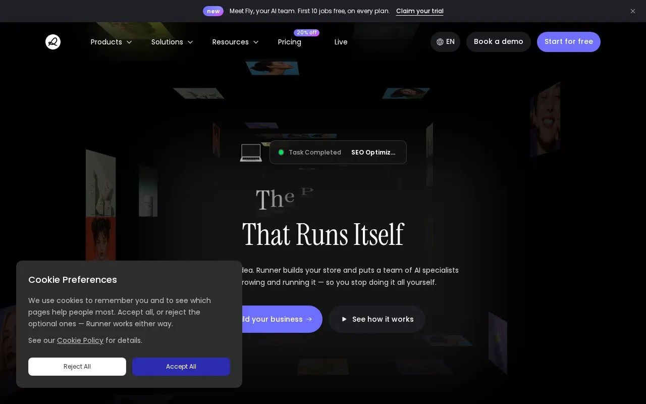 Runner AI homepage screenshot
