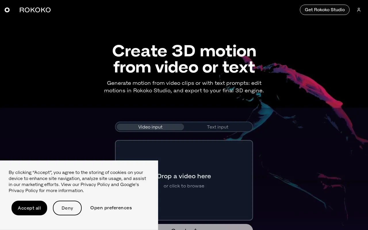 Rokoko Vision homepage screenshot