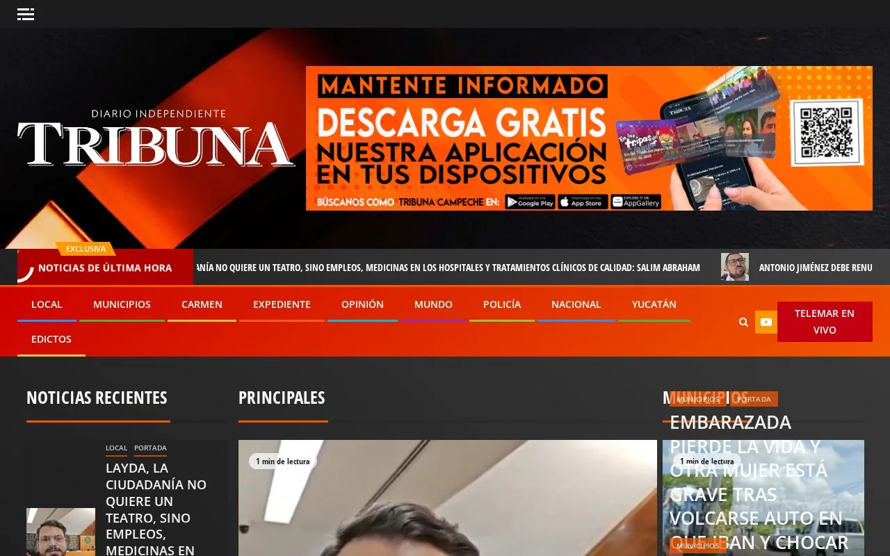Tribuna de Campeche homepage screenshot