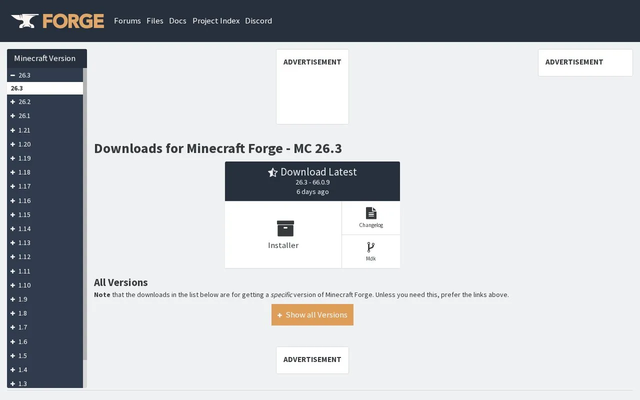 Forge homepage screenshot