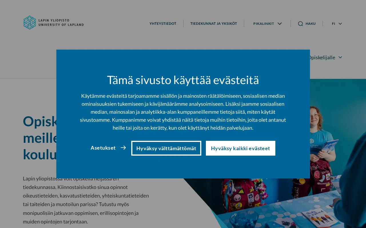 University of Lapland homepage screenshot