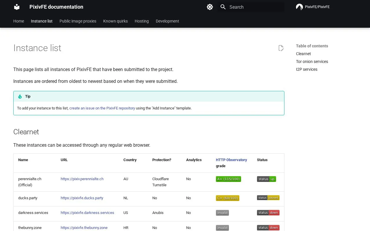 Frontend List homepage screenshot