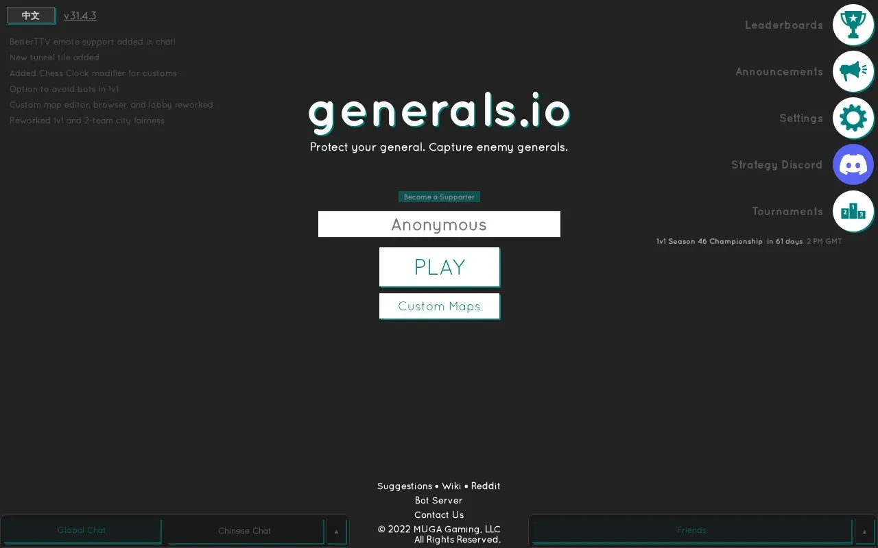 generals.io homepage screenshot
