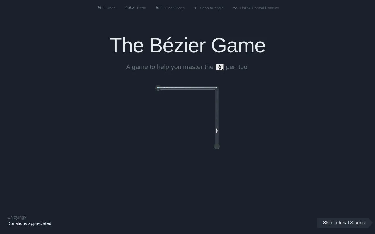 The Bézier Game homepage screenshot