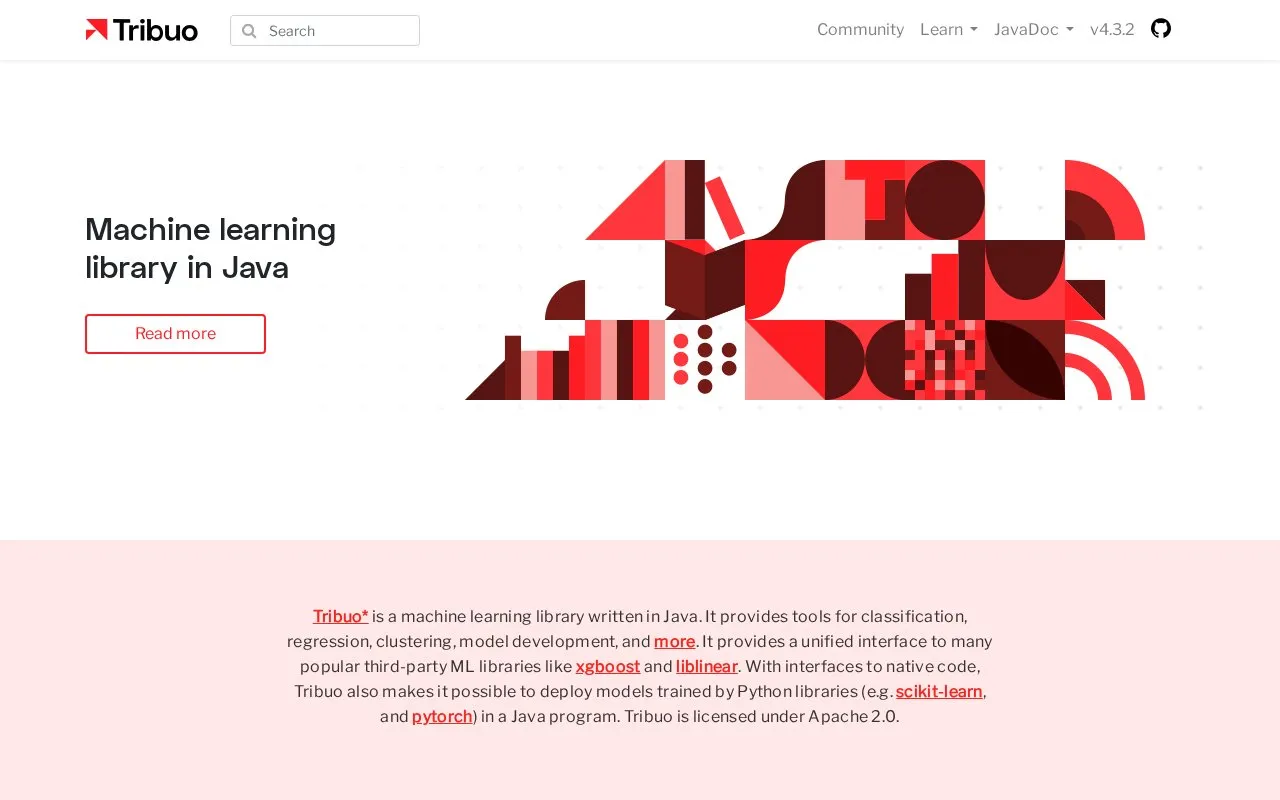 Tribou homepage screenshot