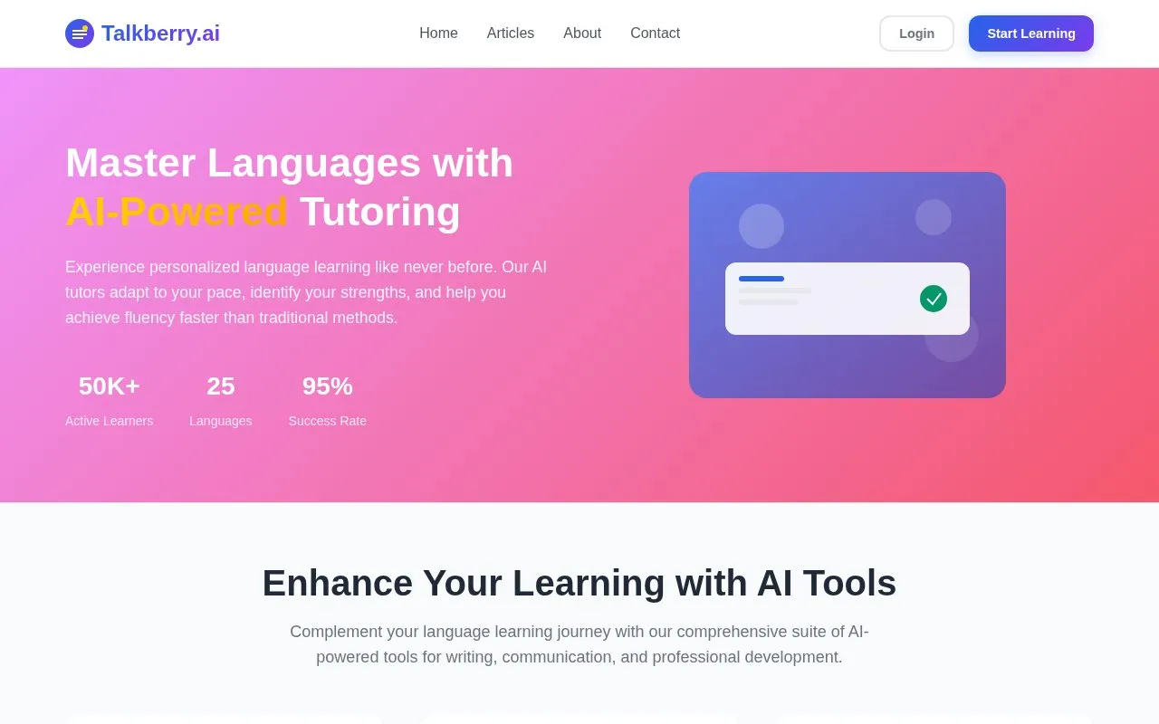 Talkberry.ai homepage screenshot