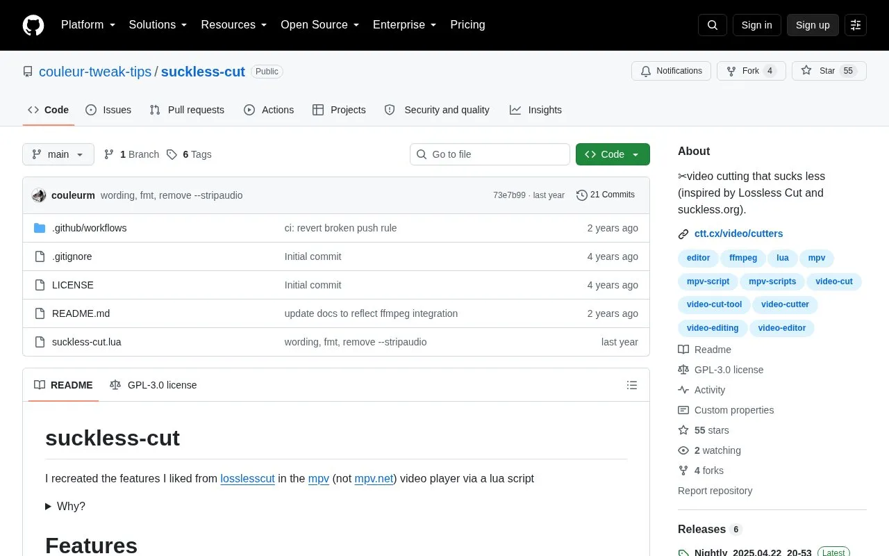 suckless-cut homepage screenshot