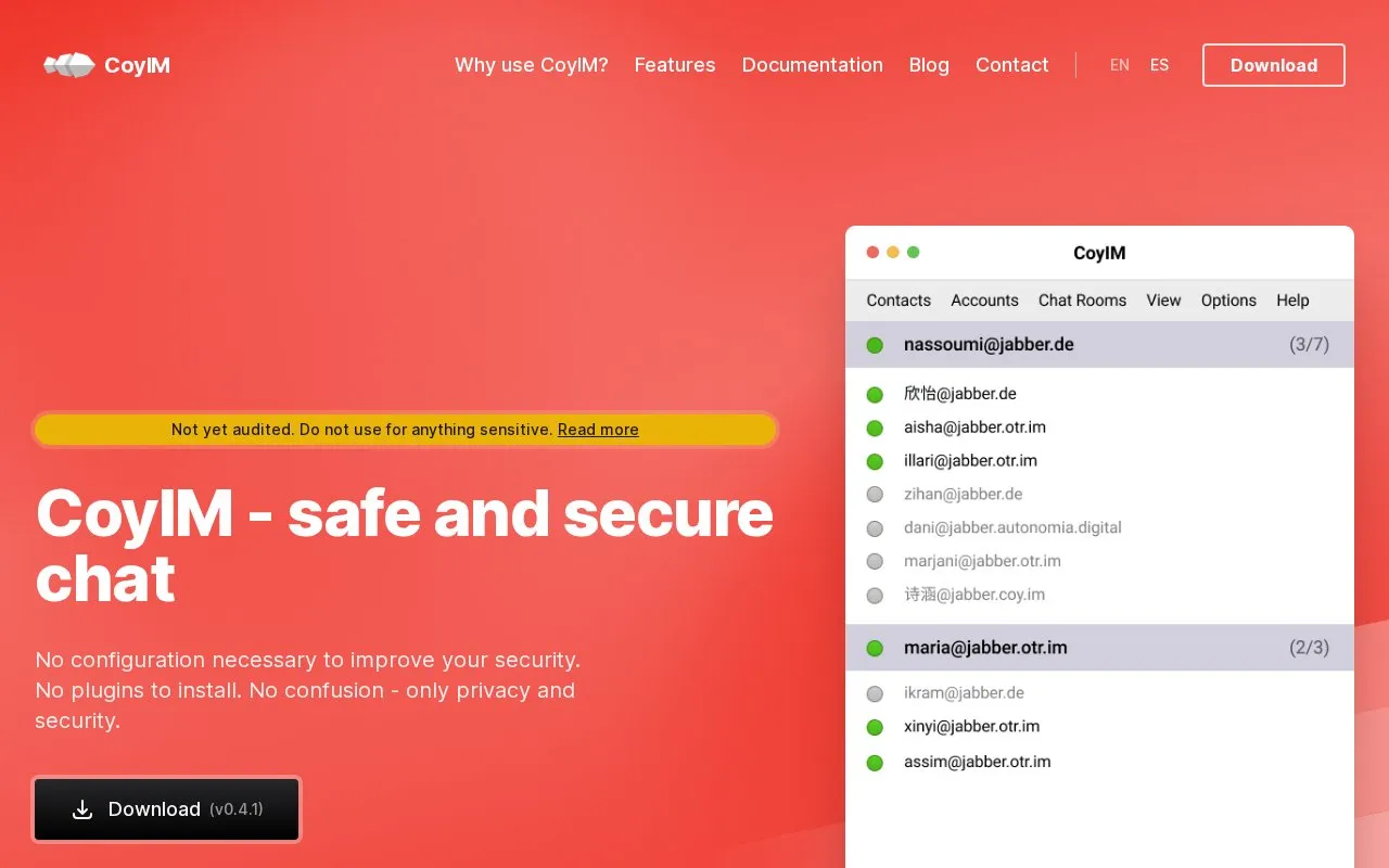 CoyIM homepage screenshot
