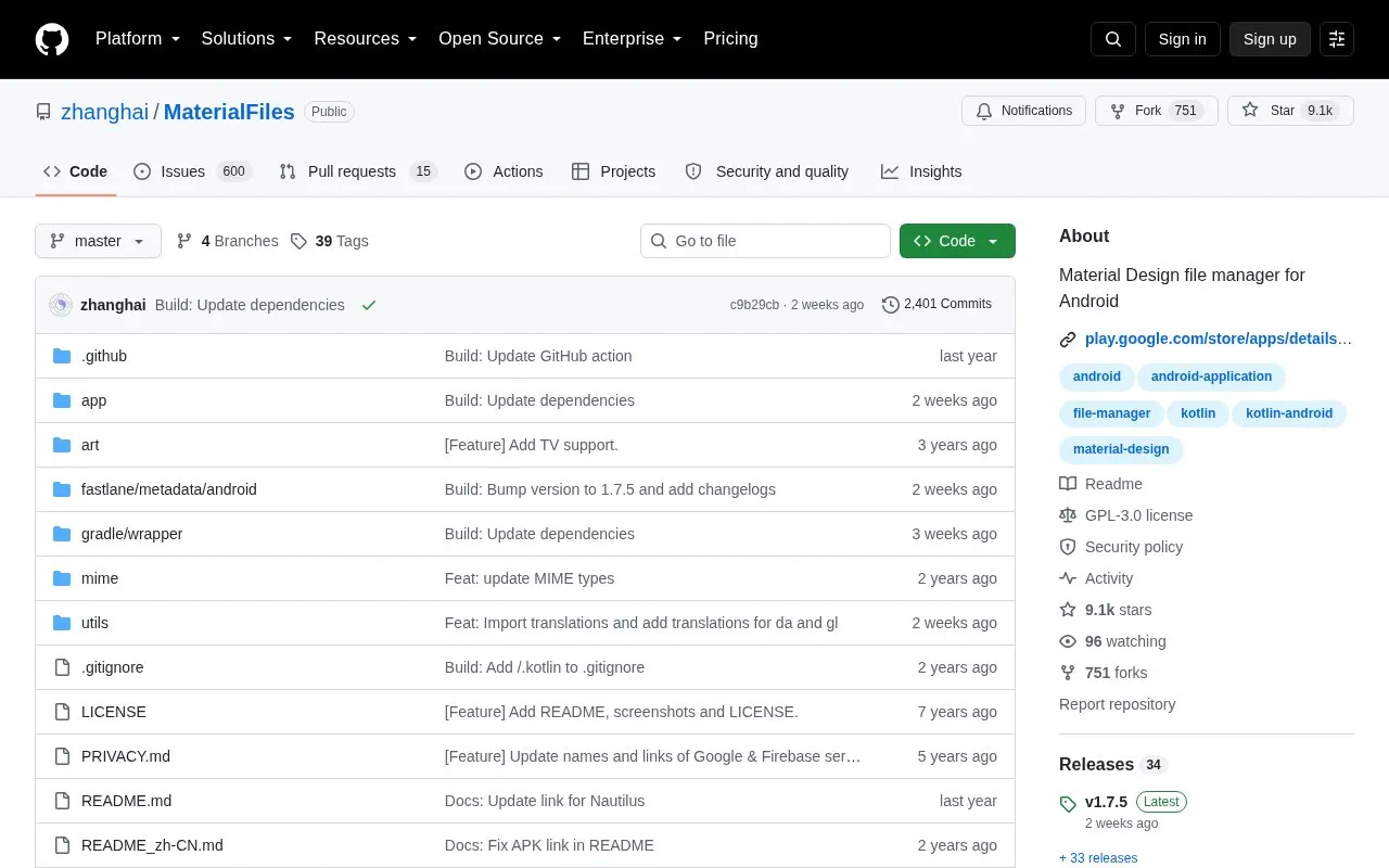 Material Files homepage screenshot