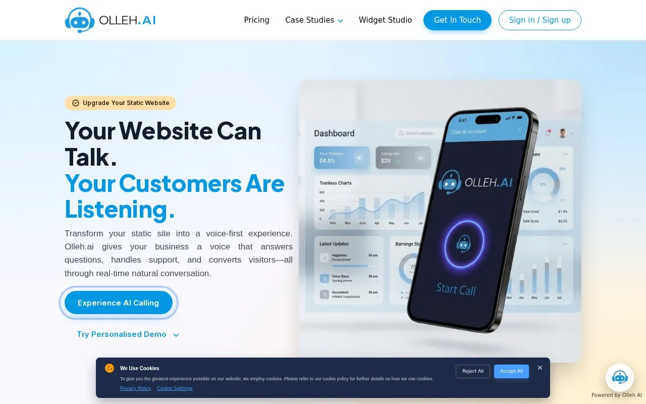 Olleh.ai homepage screenshot