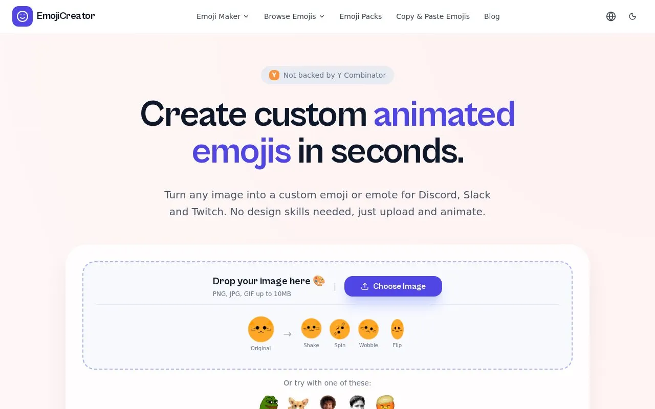 EmojiCreator homepage screenshot