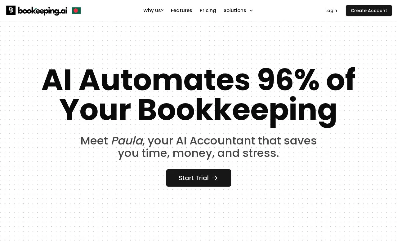 Bookeeping.ai homepage screenshot