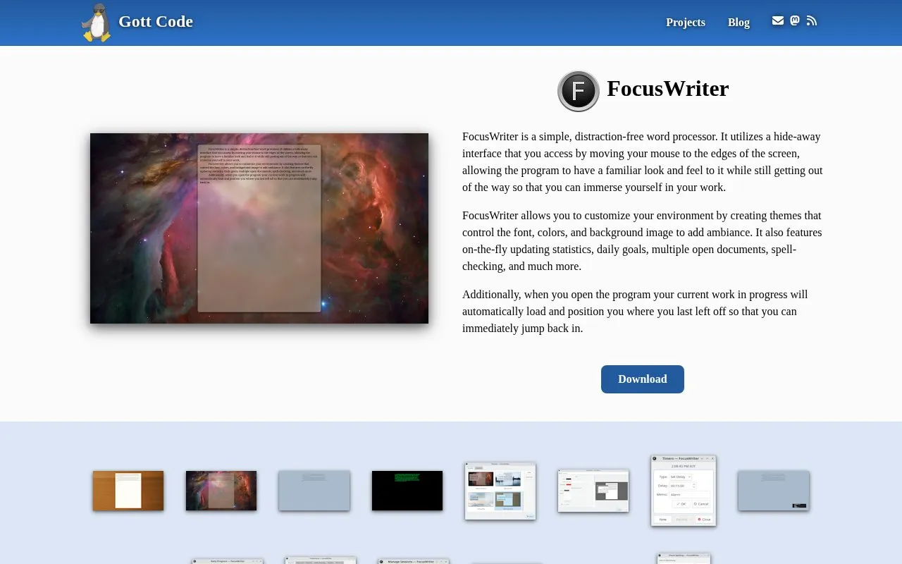 FocusWriter homepage screenshot