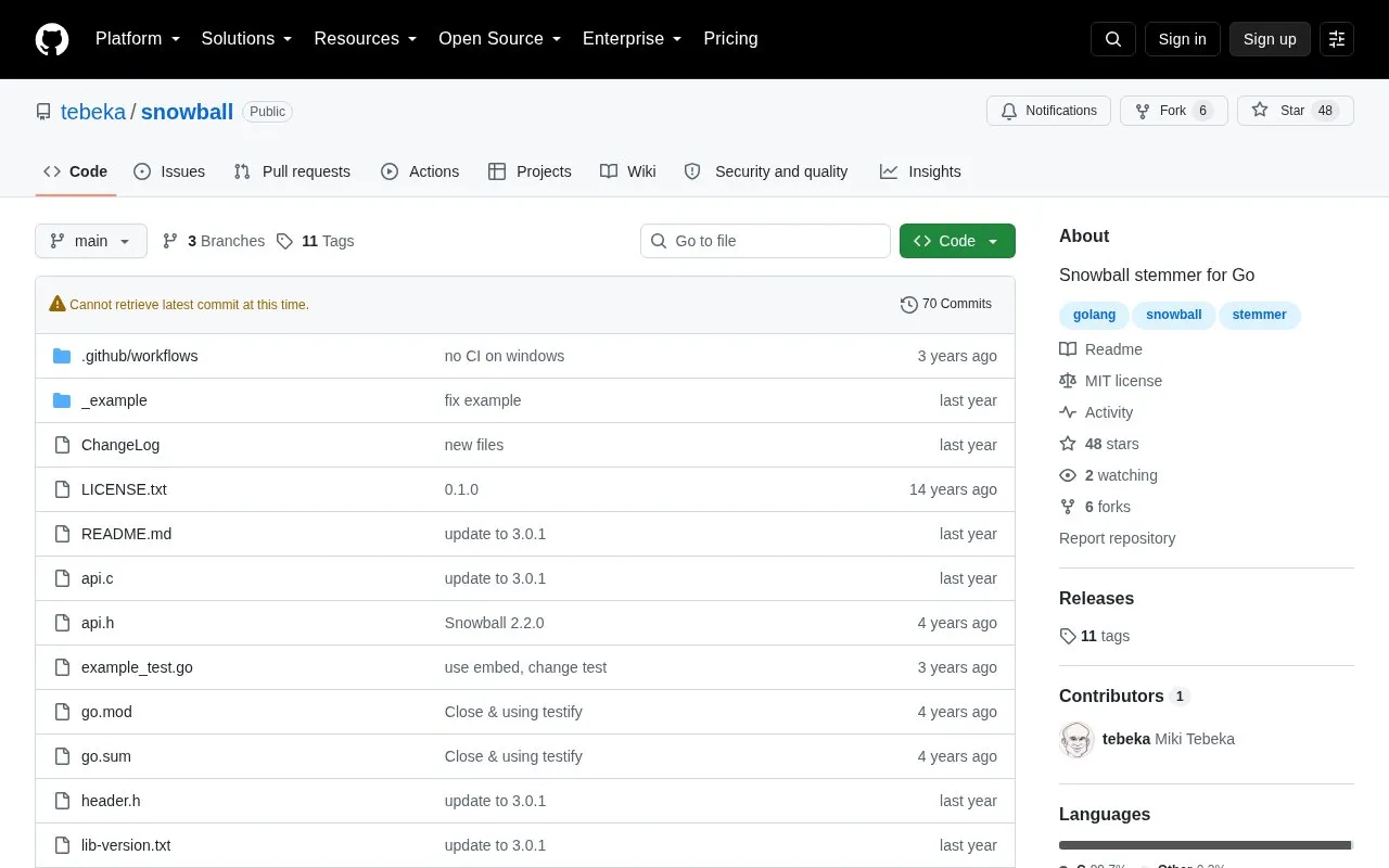 snowball homepage screenshot
