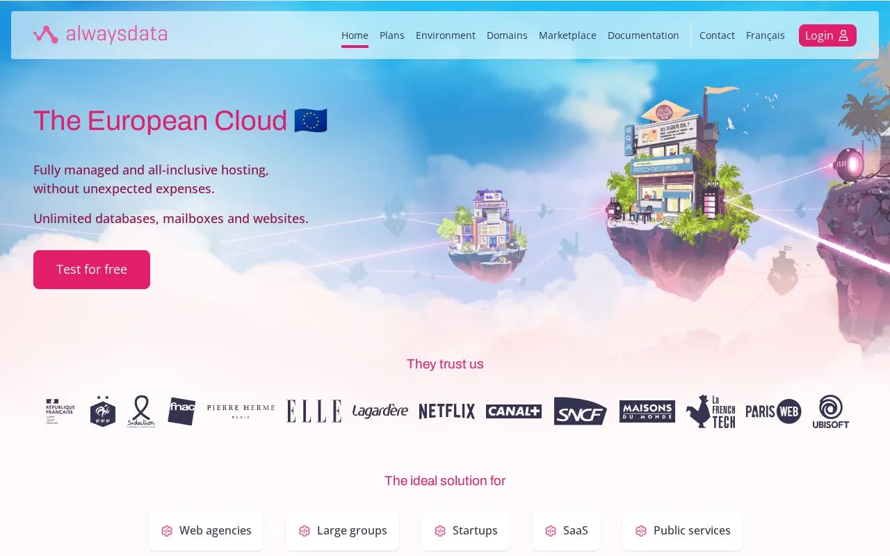 alwaysdata, homepage screenshot