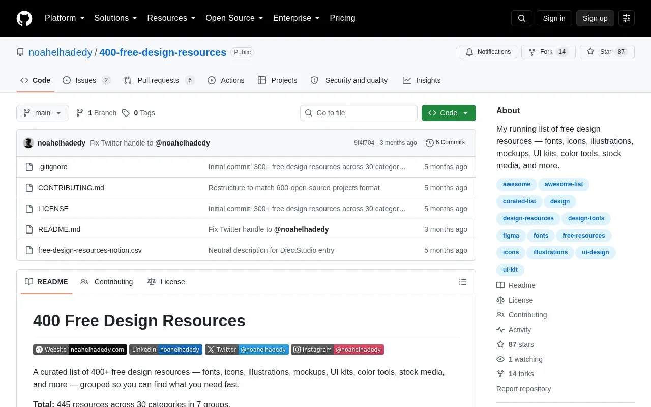 Free Design Assets homepage screenshot
