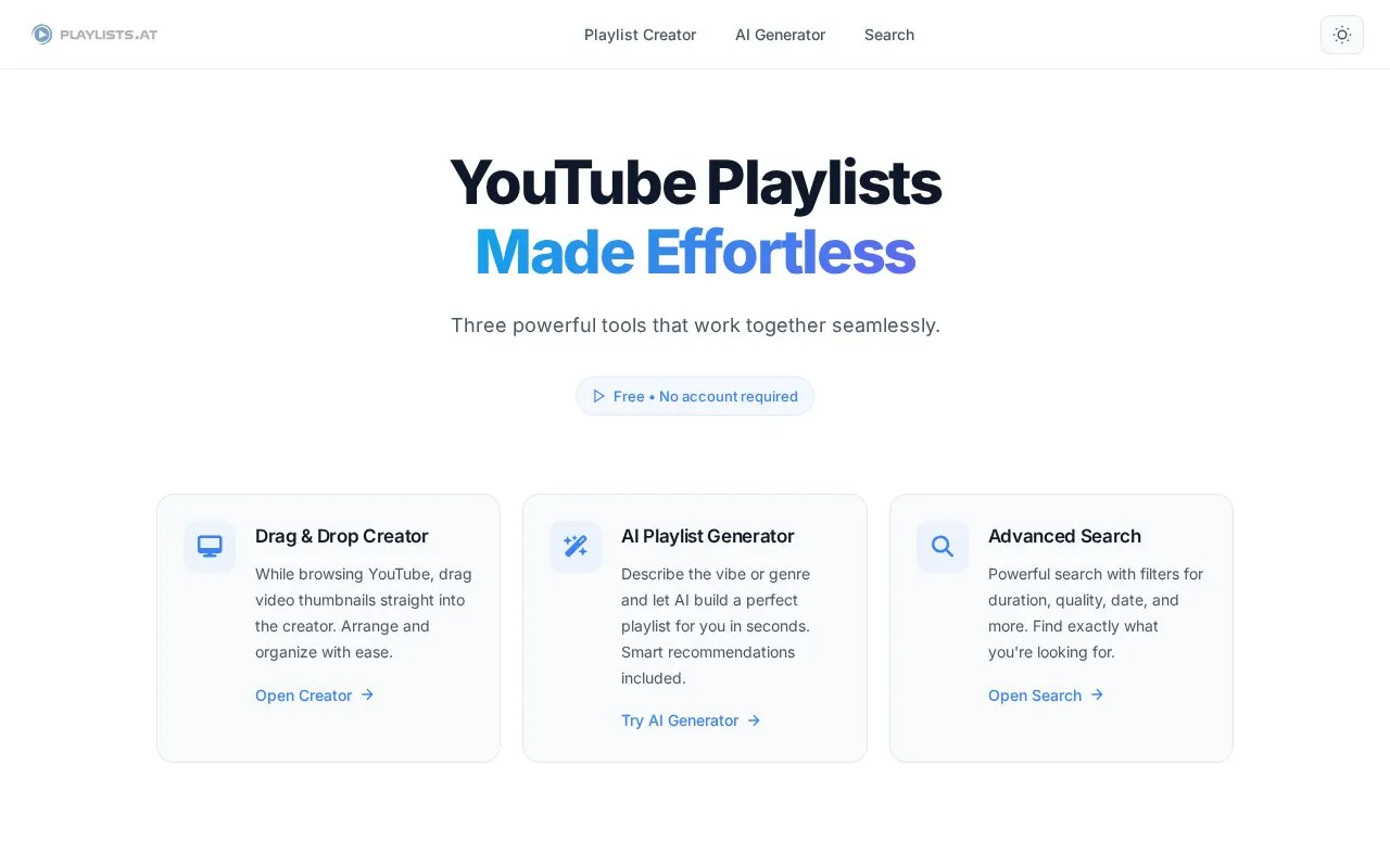 Playlists.at homepage screenshot
