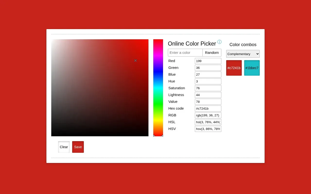 Online Color Picker homepage screenshot