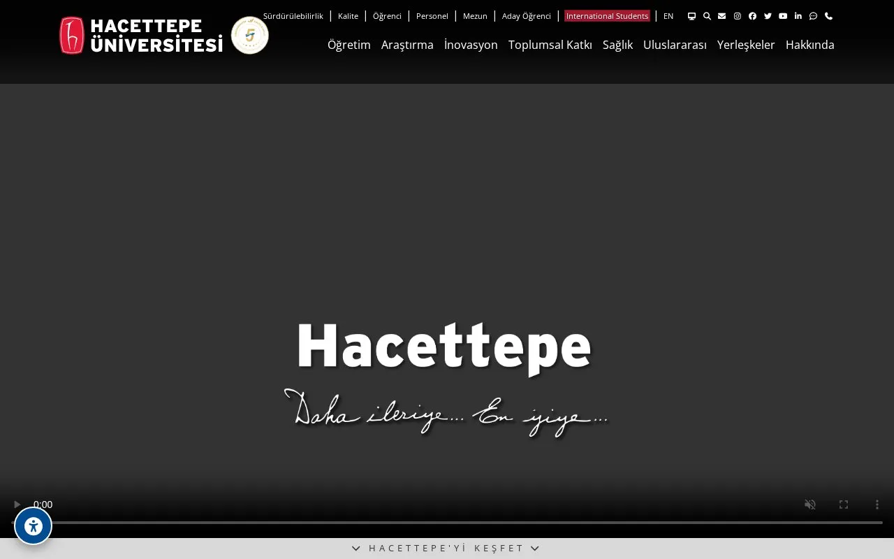 Hacettepe University homepage screenshot