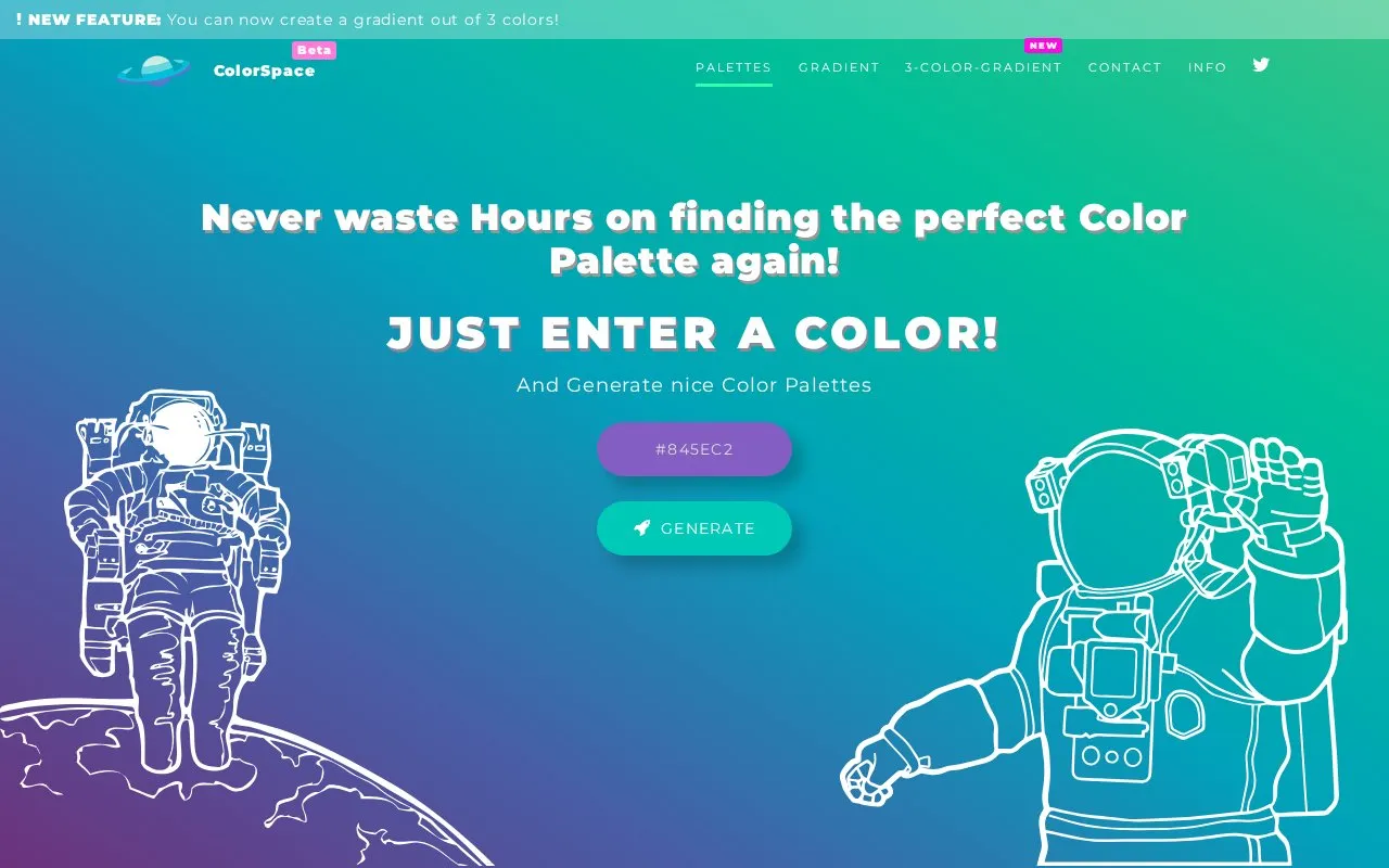 Color Space homepage screenshot