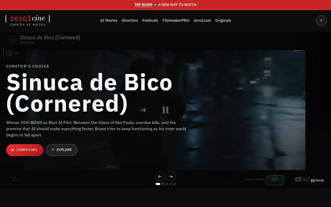 Zero1Cine homepage screenshot