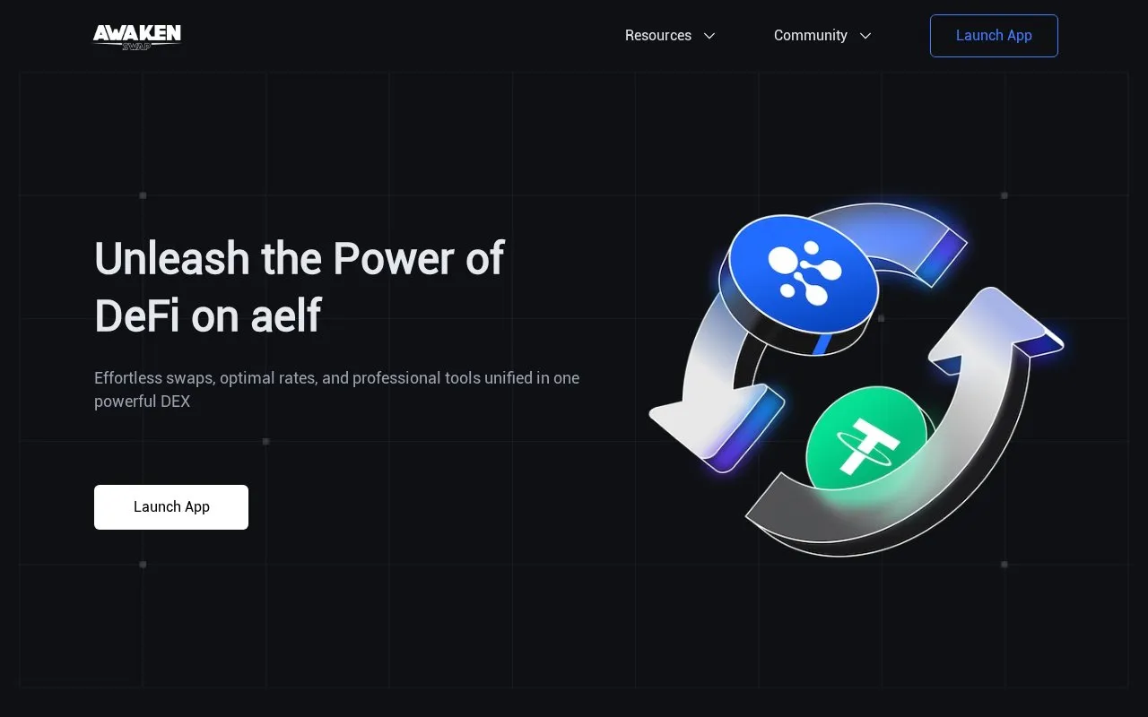Awaken Swap homepage screenshot