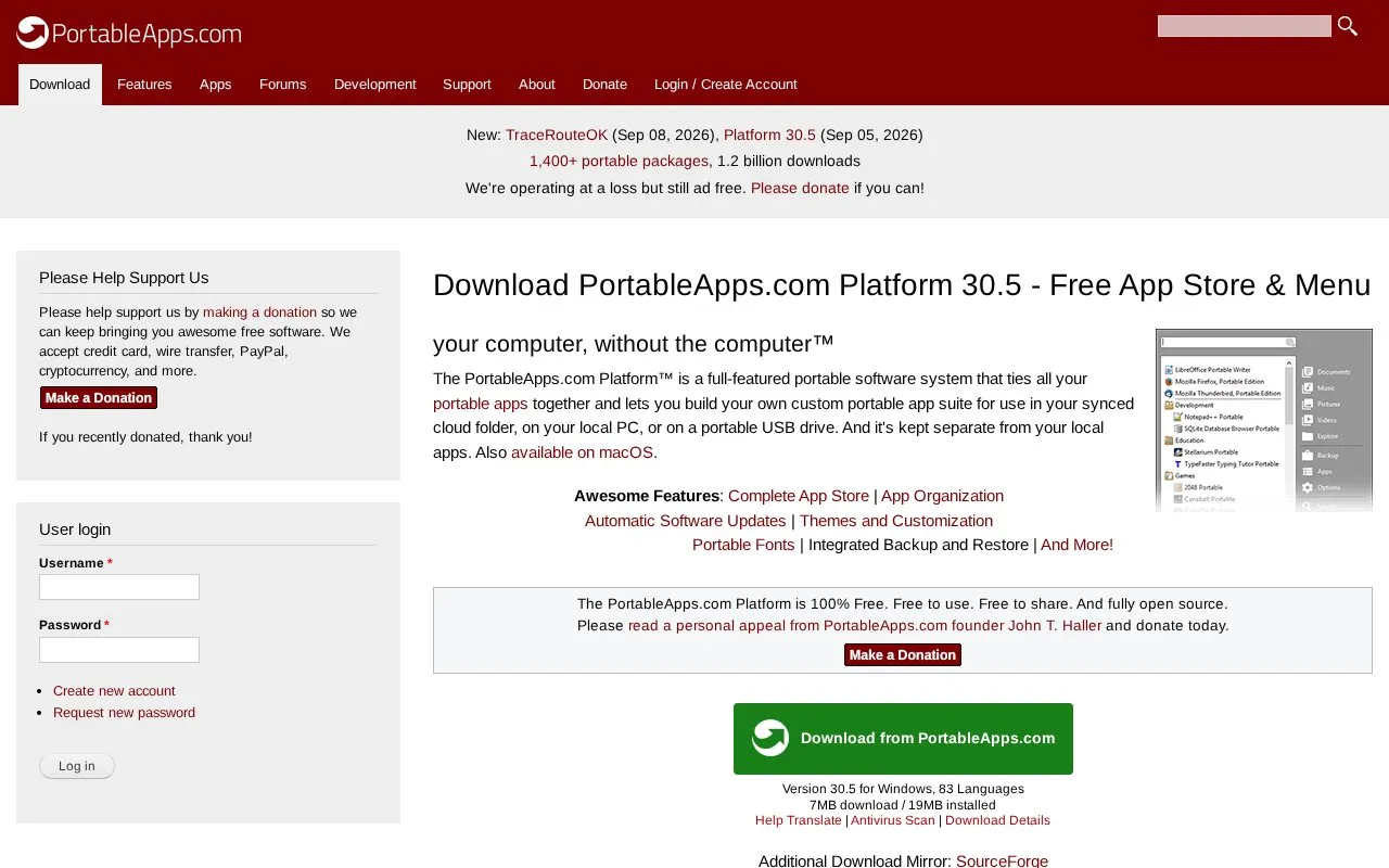 portableapps homepage screenshot