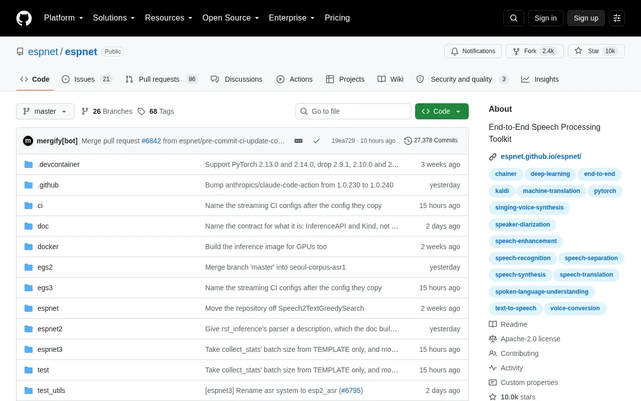 EspNet homepage screenshot