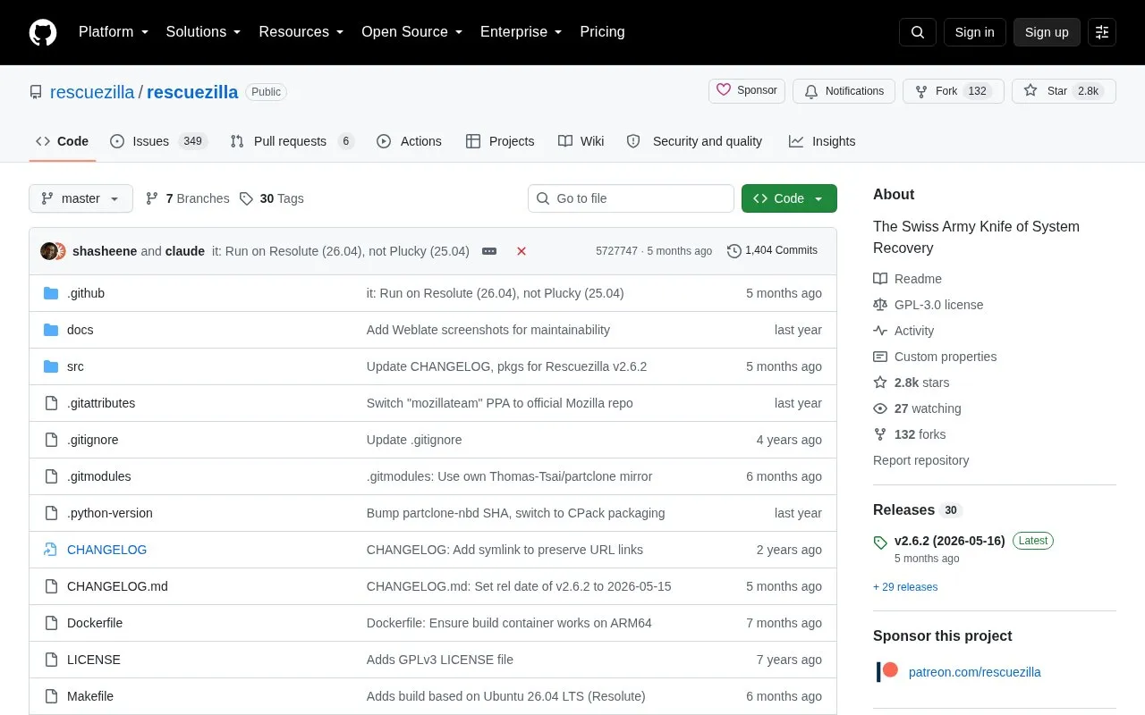 Rescuezilla homepage screenshot