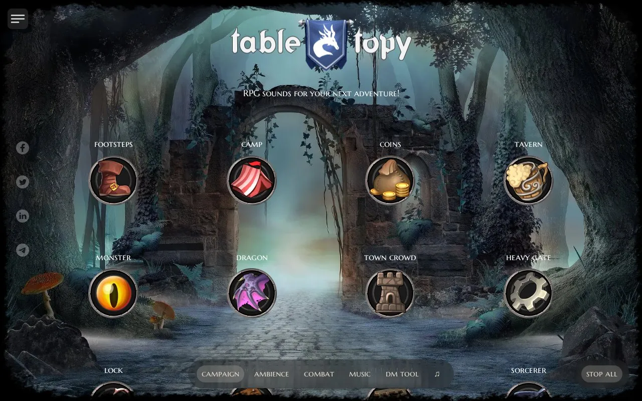 Tabletopy homepage screenshot