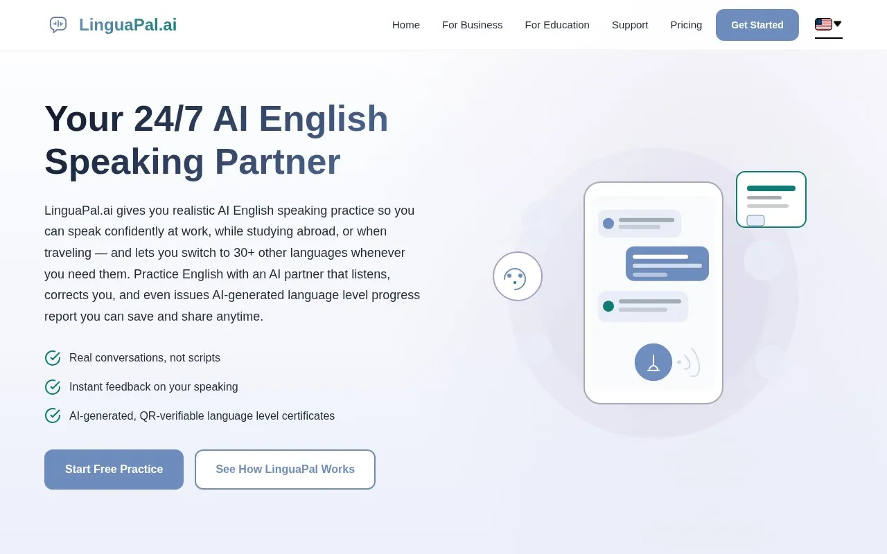 LinguaPal.ai homepage screenshot