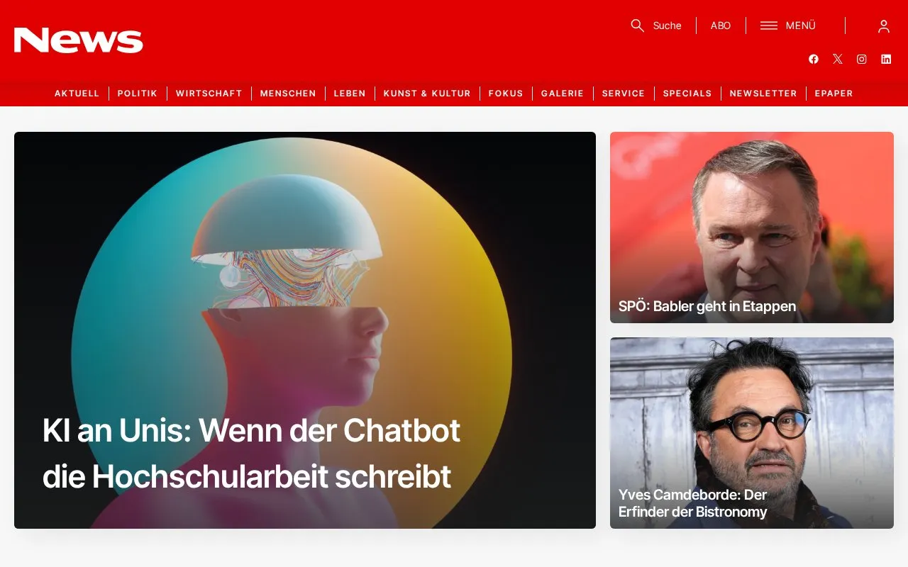 NEWS homepage screenshot