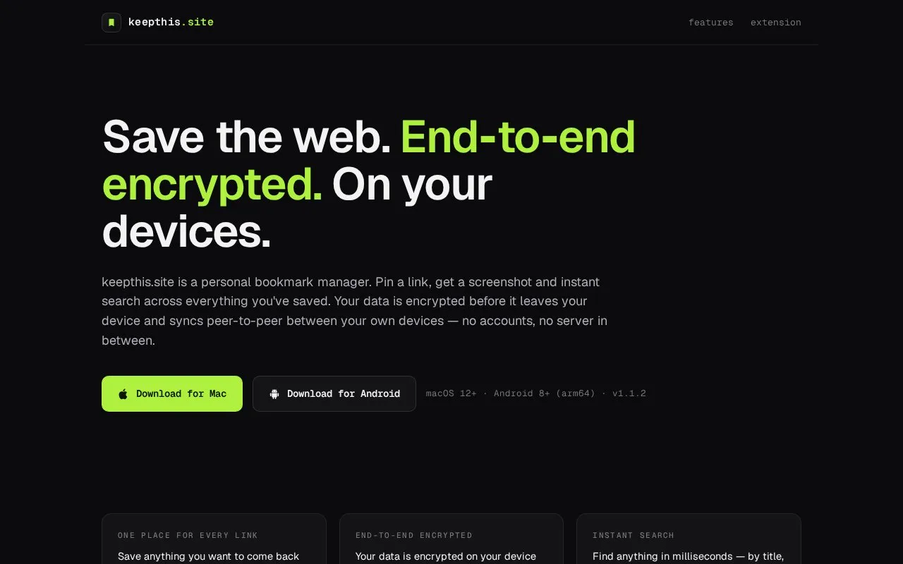 KeepThisSite homepage screenshot