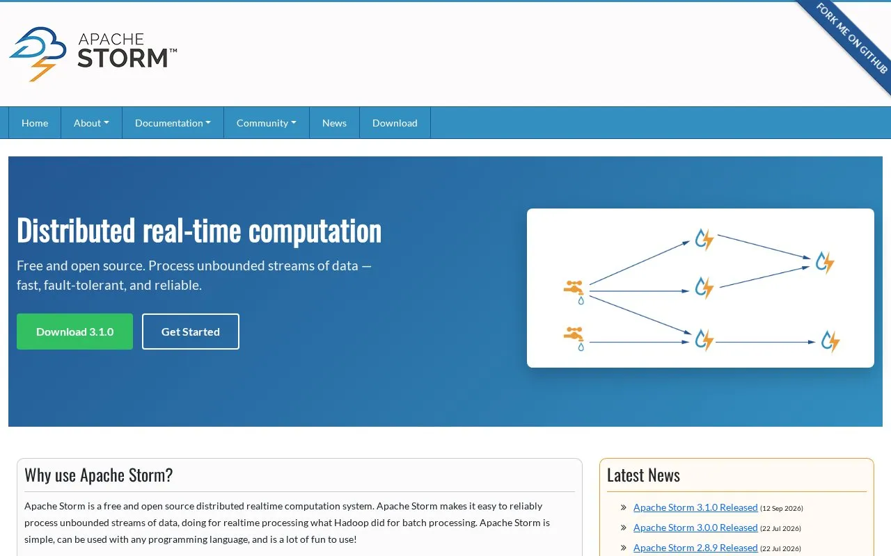 Storm homepage screenshot