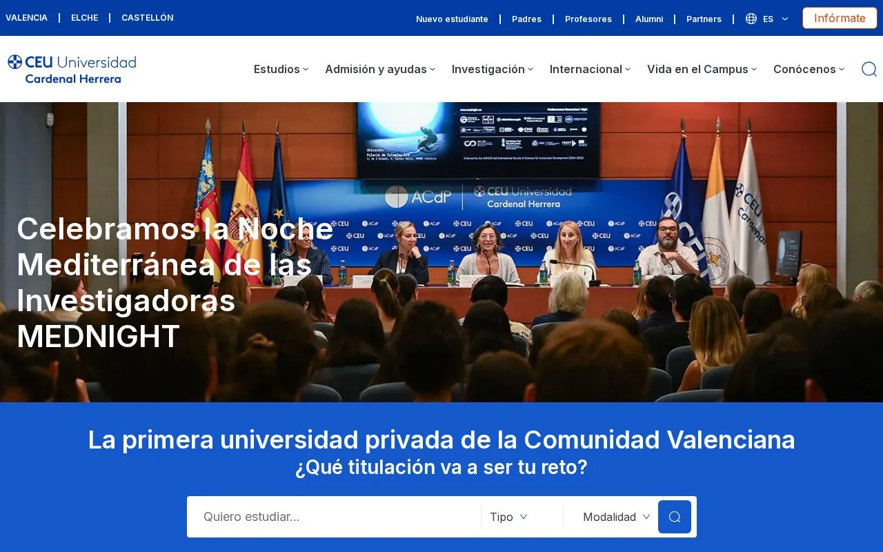 Universidad Cardenal Herrera CEU homepage screenshot