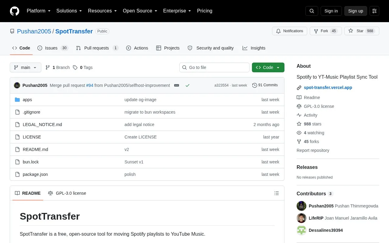 Spot Transfer homepage screenshot