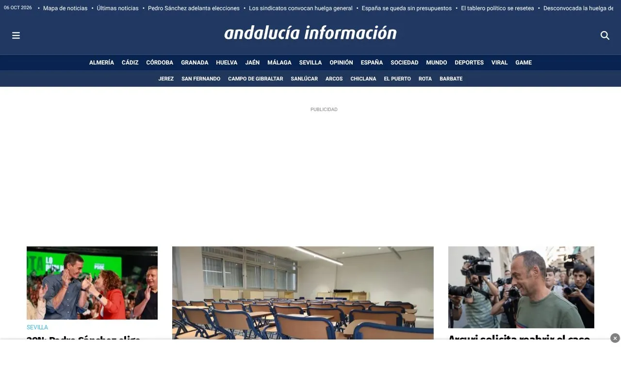 Andalucía Información homepage screenshot