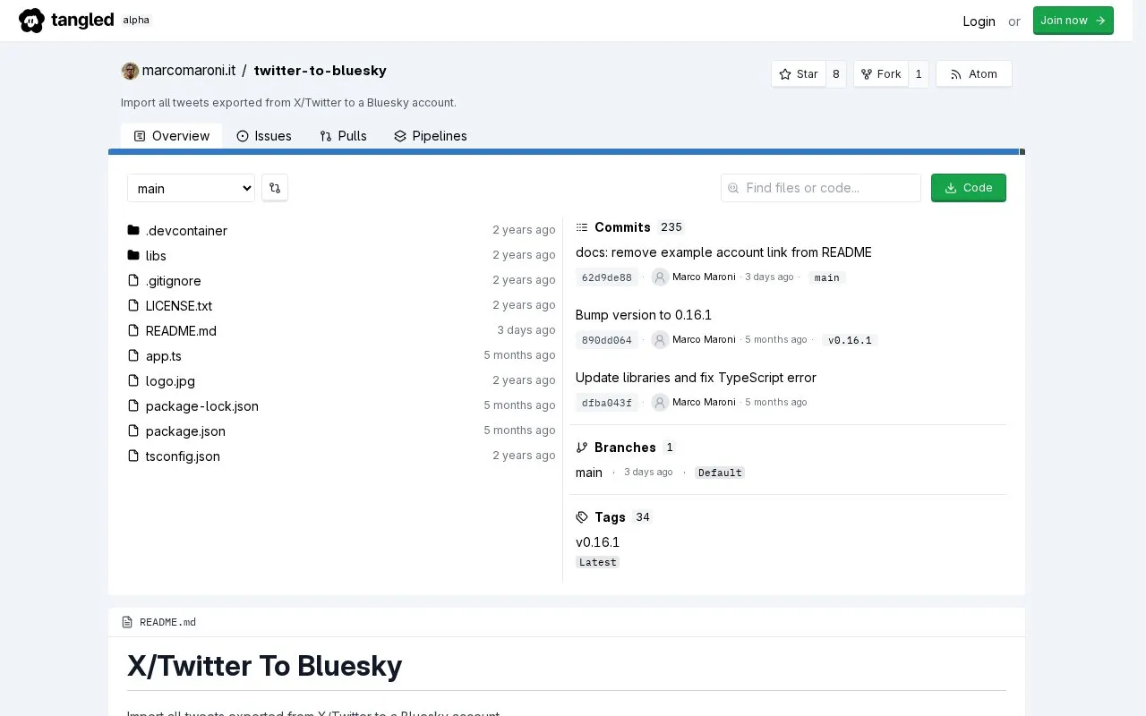 Twitter/X Import homepage screenshot