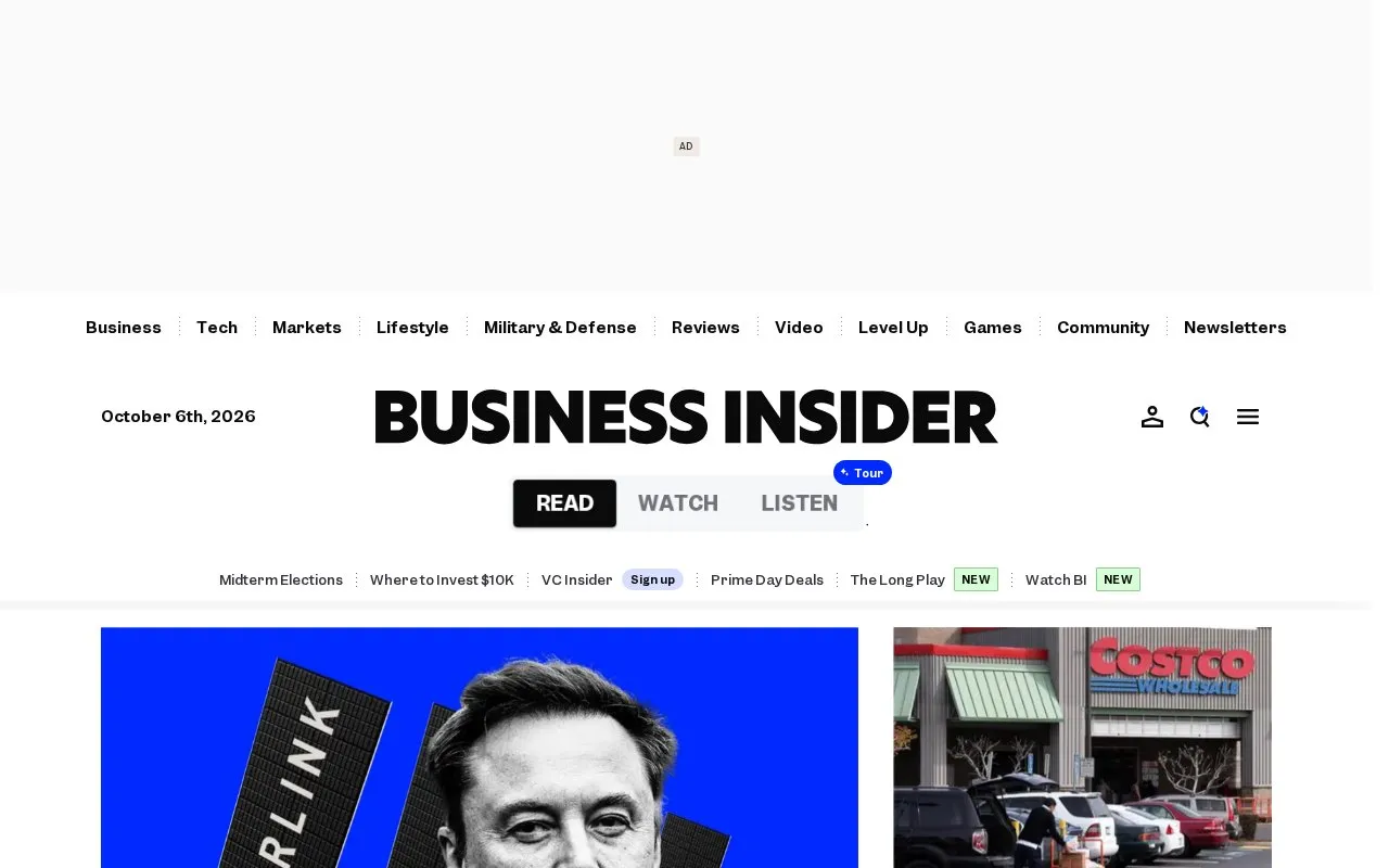 Business Insider homepage screenshot