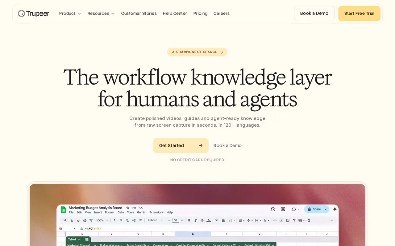 Trupeer homepage screenshot