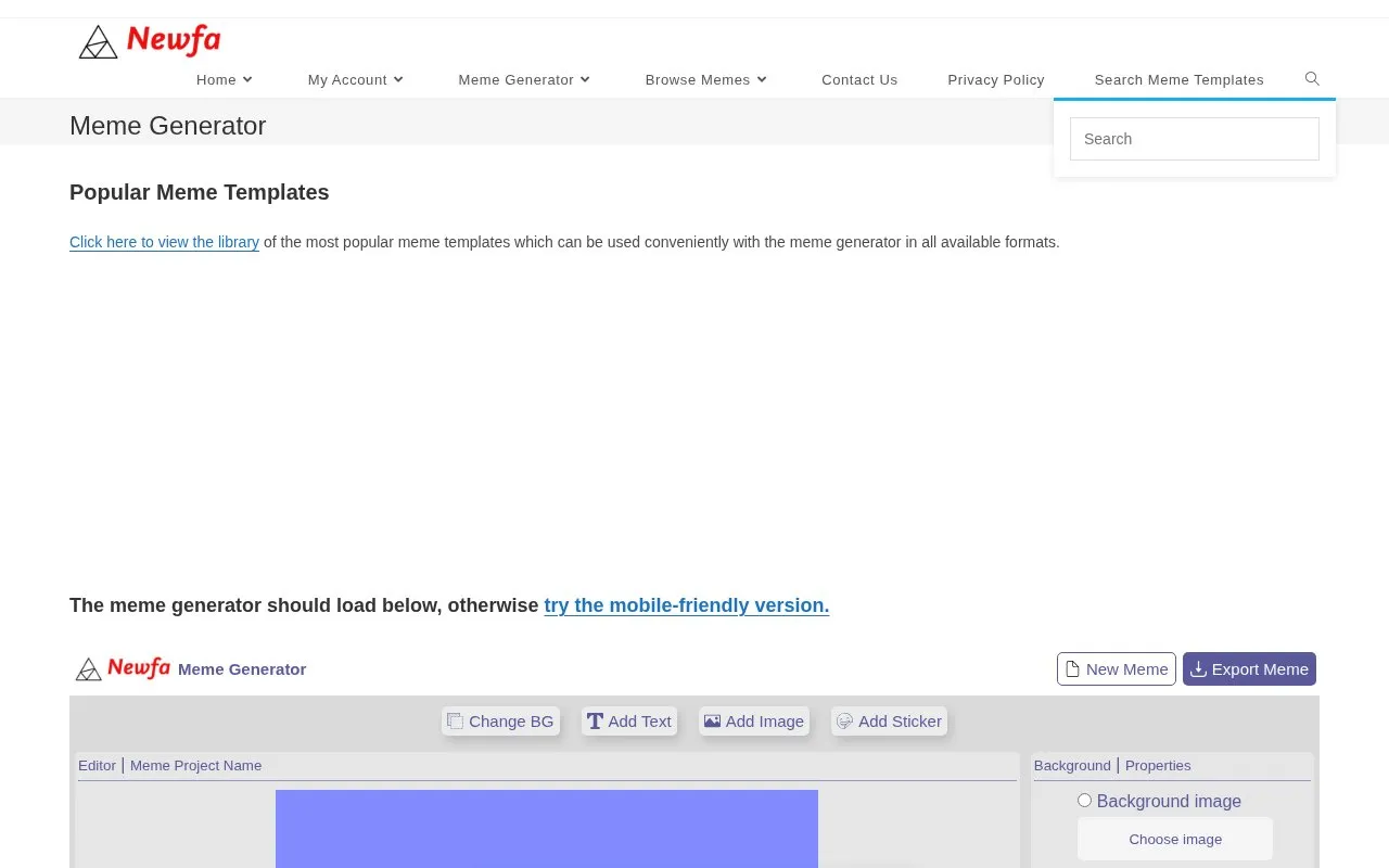 meme-generator homepage screenshot