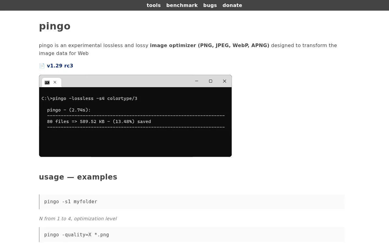 Pingo homepage screenshot