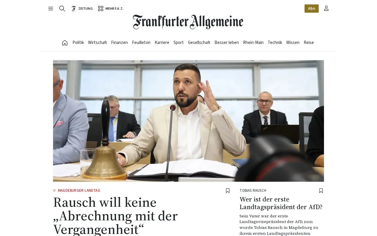 Frankfurter Allgemeine Zeitung homepage screenshot