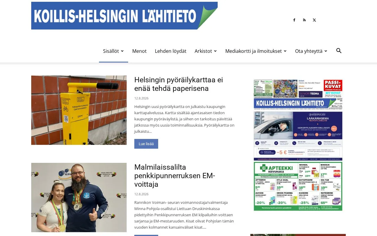 Koillis-Helsingin Lähitieto homepage screenshot