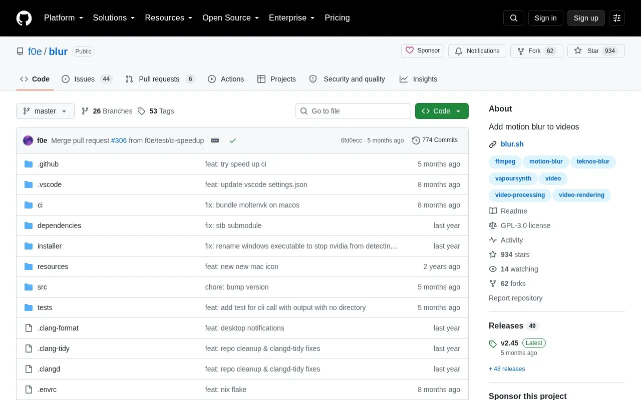 blur homepage screenshot