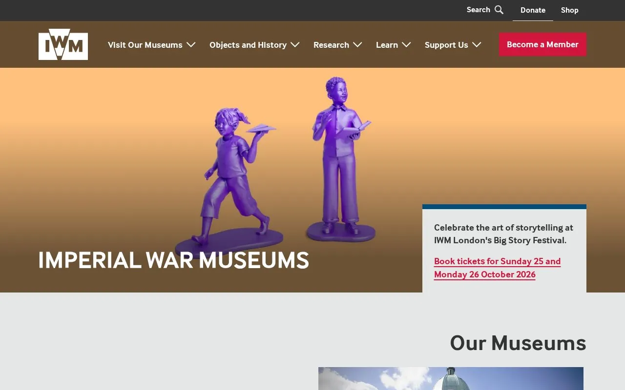 Imperial War Museums homepage screenshot
