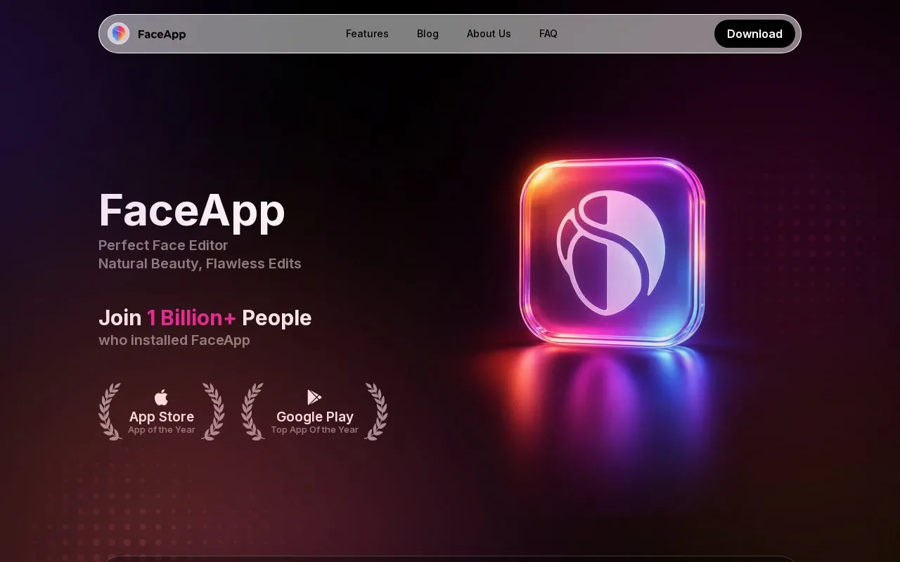 FaceApp homepage screenshot