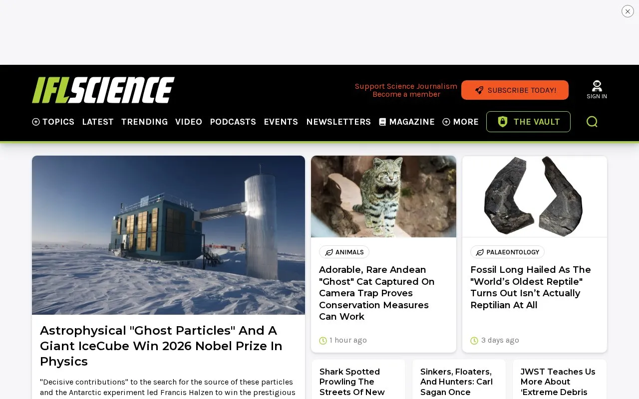 IFLScience homepage screenshot