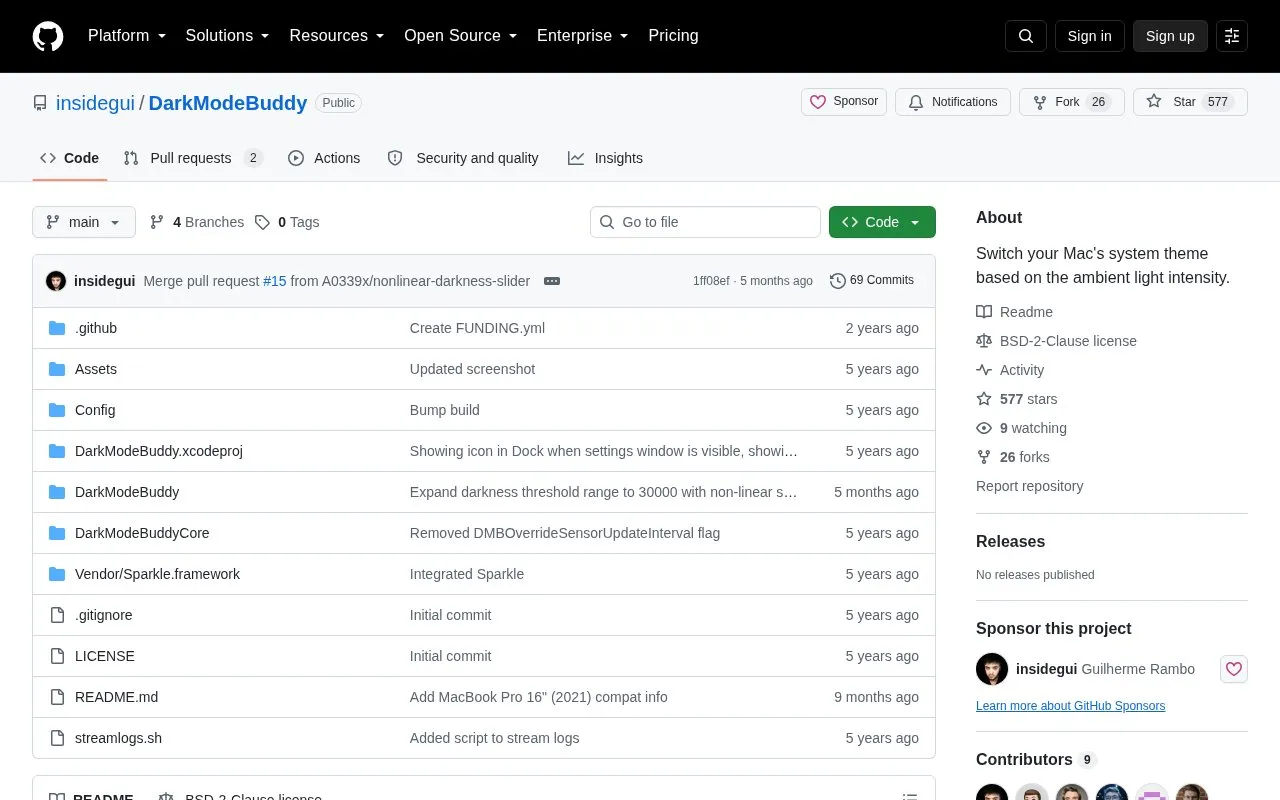 DarkModeBuddy homepage screenshot